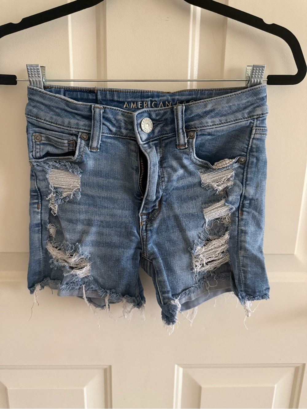 American Eagle Outfitters Light Blue Distressed Denim Cutoff Shorts